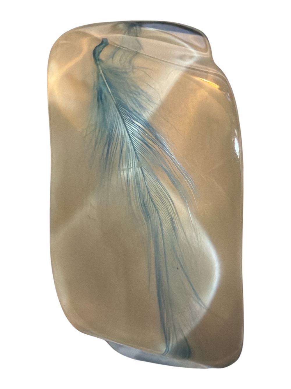 Chunky Resin Blue White Feather Bracelet